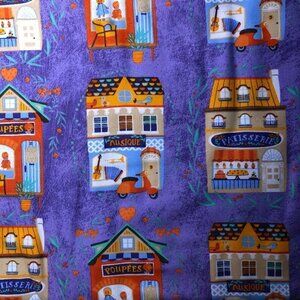 🛒 $21 Flannel Fabric - 4 1/8 yards x 44" wide Christmas Houses #EP